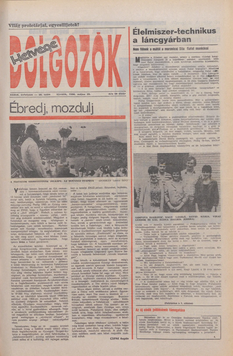 Dolgozók, 40. évf. 1986. május 22. 20. sz.