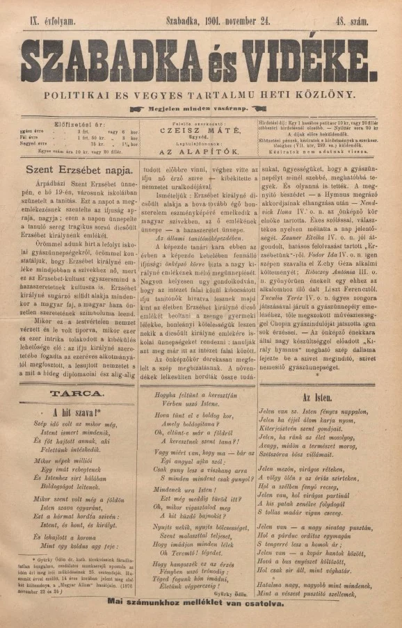 Szabadka és vidéke II, 9. évf. 1901. november 24. 48. sz.