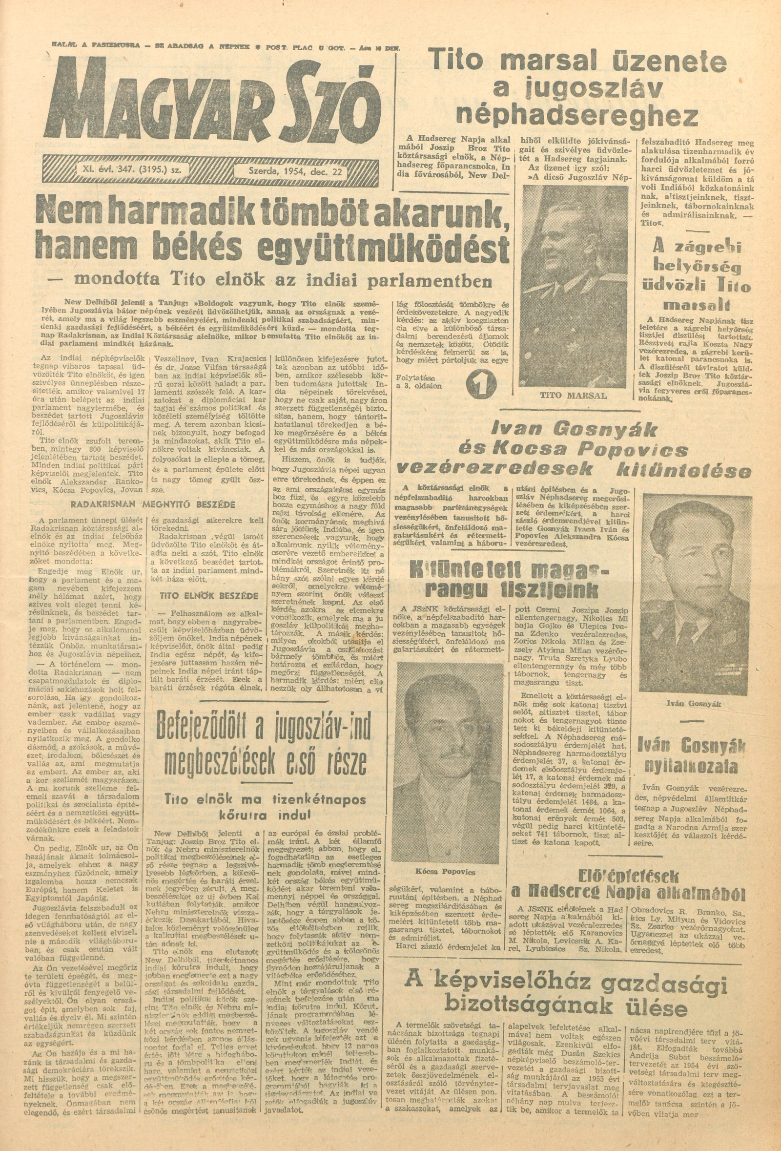 Magyar Szó, 11. évf. 1954. december 22. 347. sz. 1–8. oldal