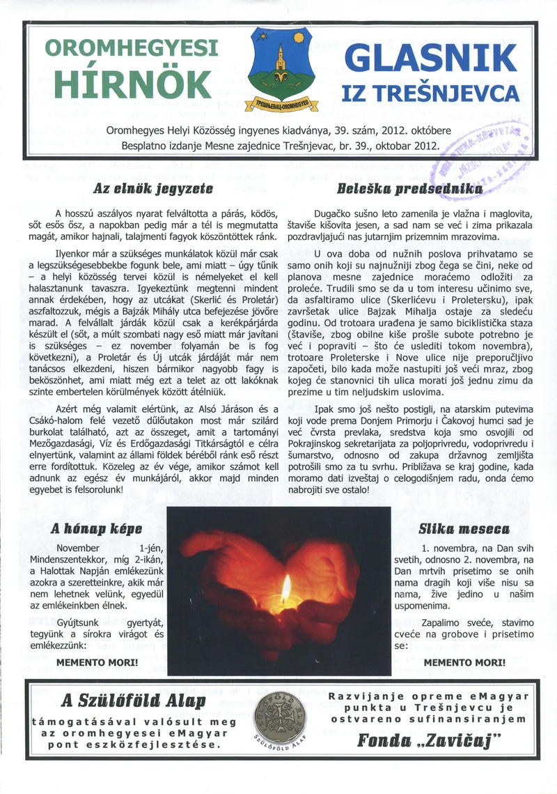 Oromhegyesi Hínök 2012. október. 39. sz.