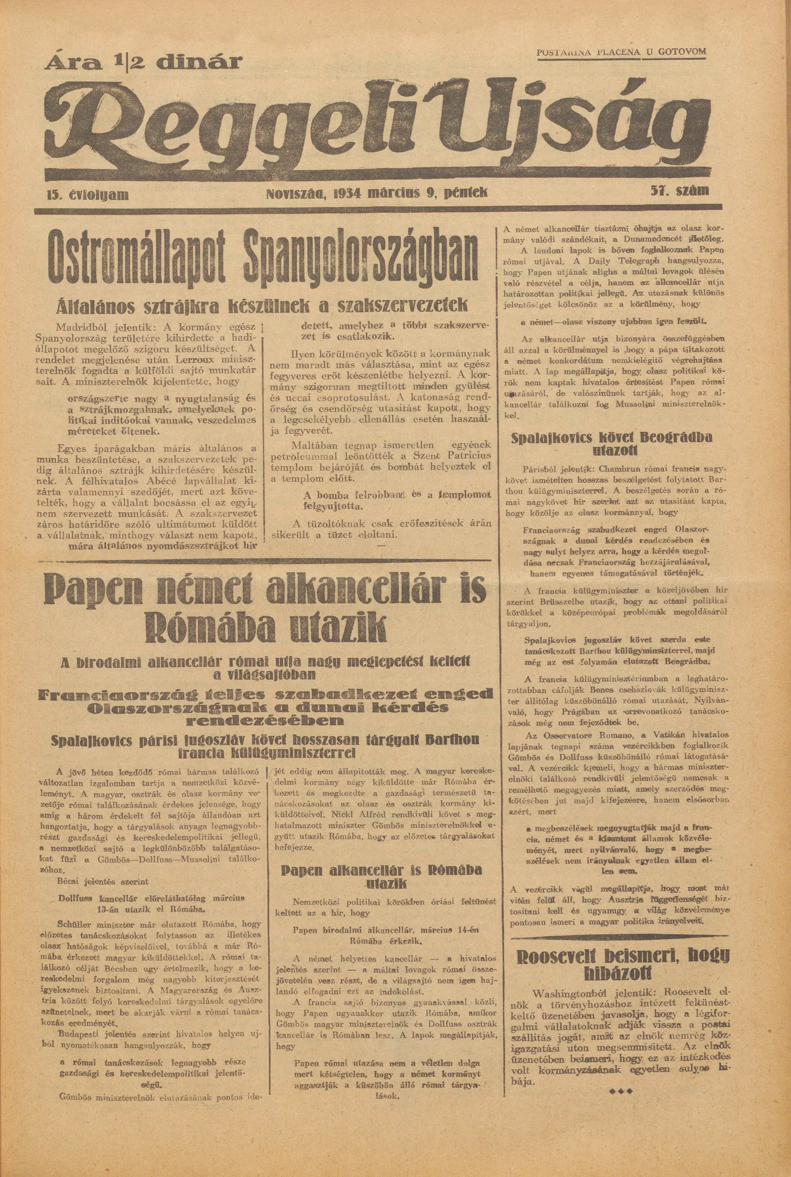 Reggeli Újság, 15. évf. 1934. március 9. 57. sz.