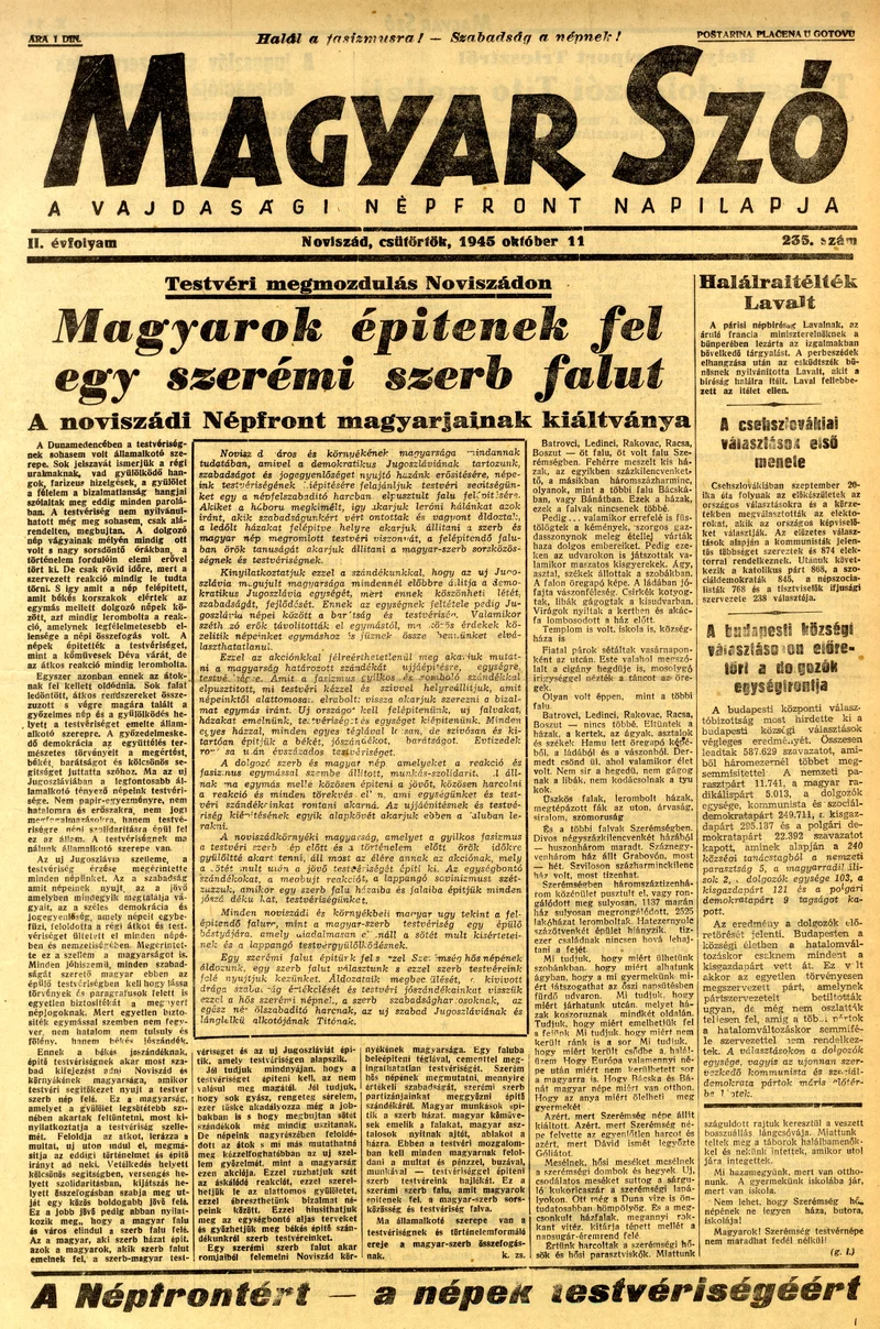 Magyar Szó, 2. évf. 1945. október 11. 235. sz. 1–6. oldal