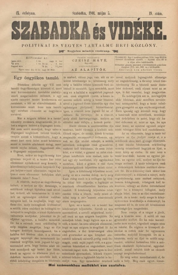 Szabadka és vidéke II, 9. évf. 1901. május 5. 19. sz.