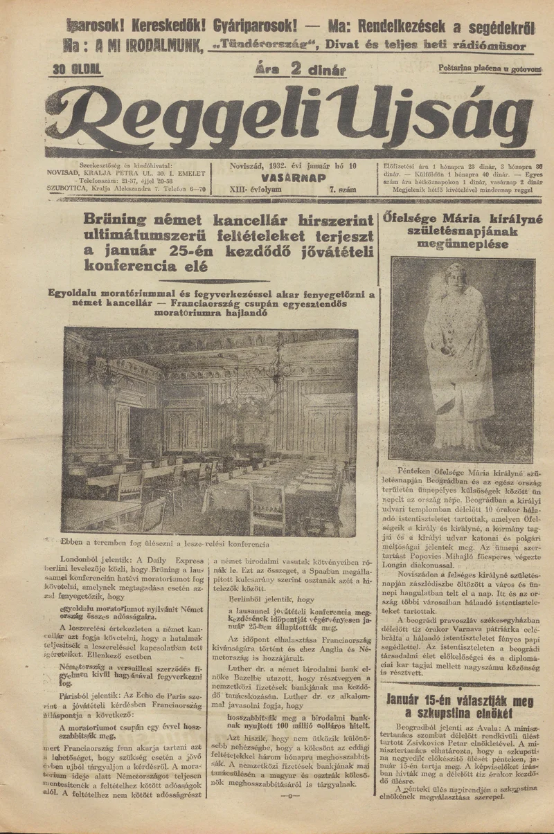 Reggeli Újság, 13. évf. 1932. január 10. 7. sz.