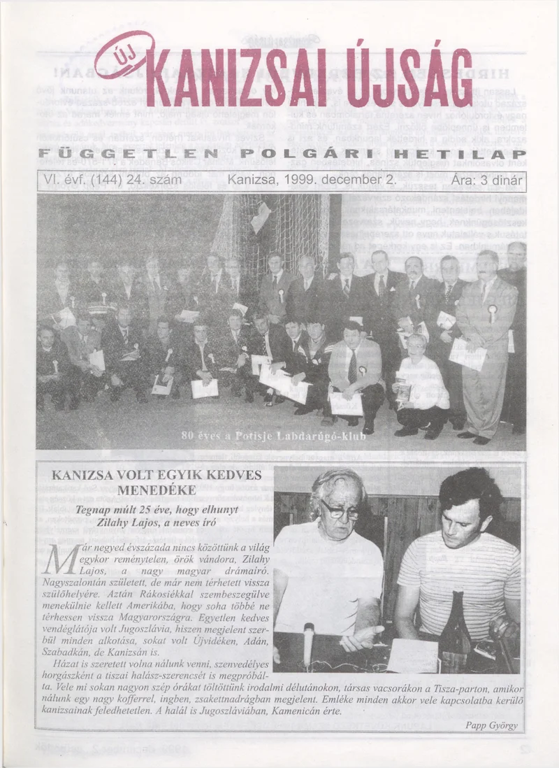 Új Kanizsai Újság, 6. évf. 1999. december 2. 24. sz.