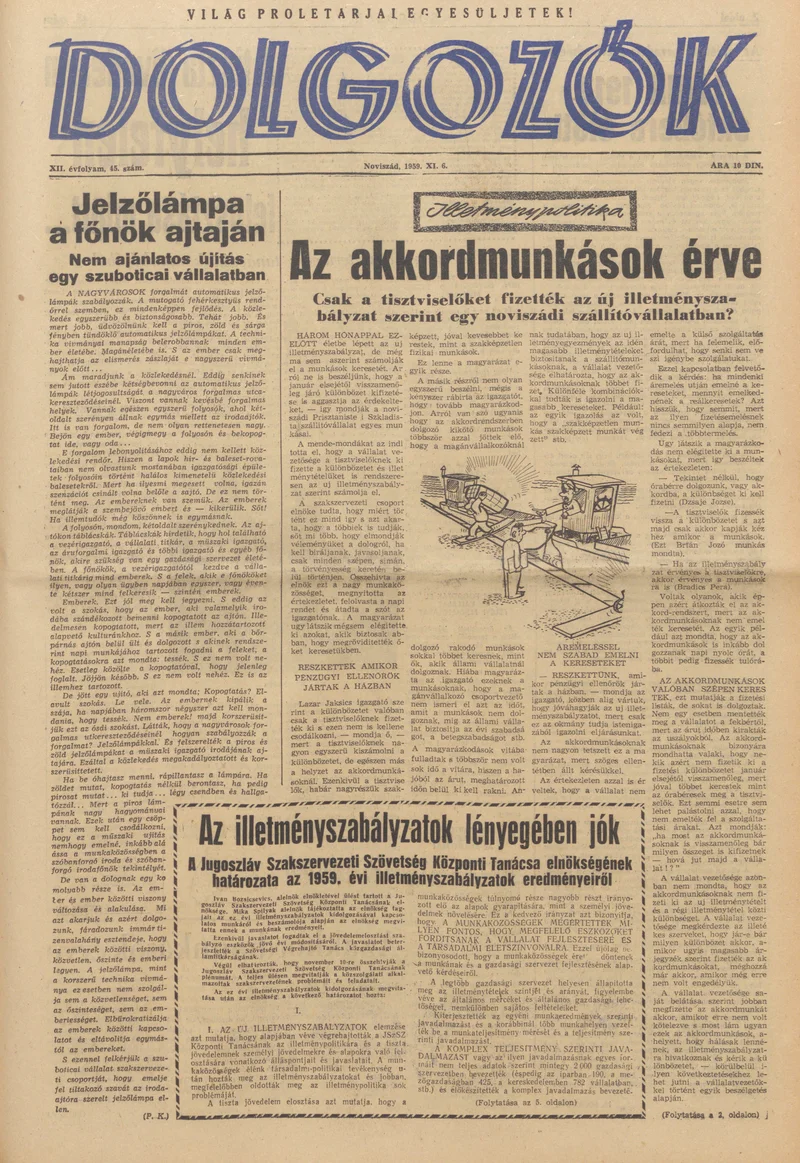 Dolgozók, 13. évf. 1959. november 6. 45. sz.