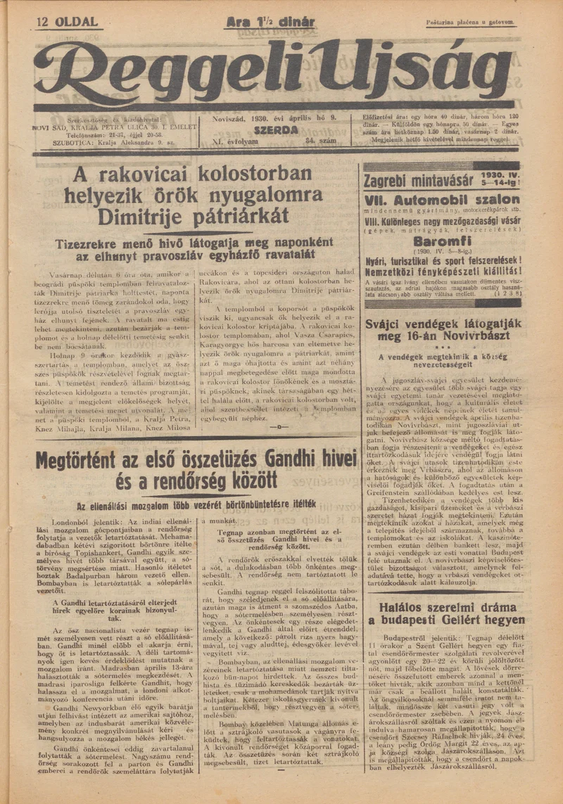 Reggeli Újság, 11. évf. 1930. április 9. 84. sz.