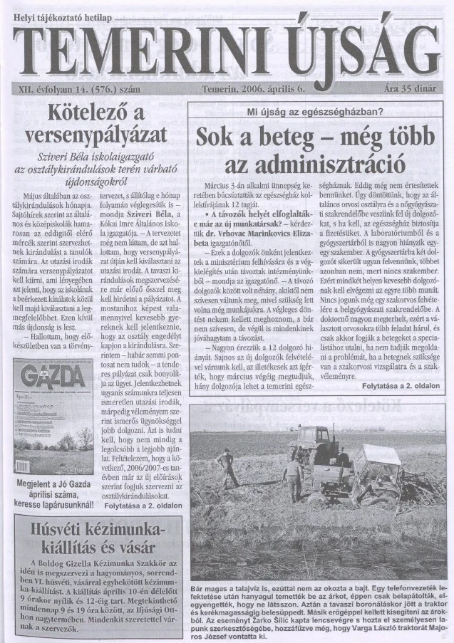 Temerini Újság, 12. évf. 2006. április 6. 14. sz.