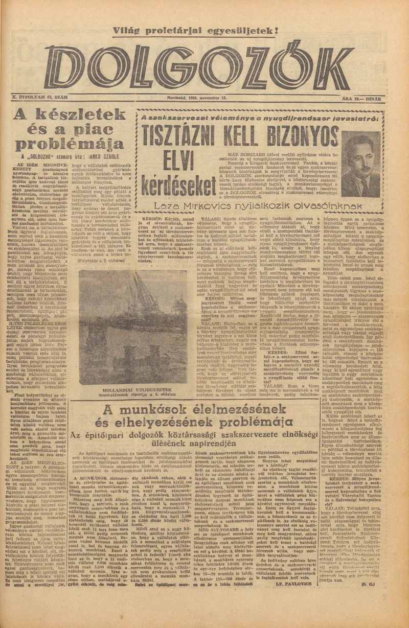 Dolgozók, 10. évf. 1956. november 13. 47. sz.
