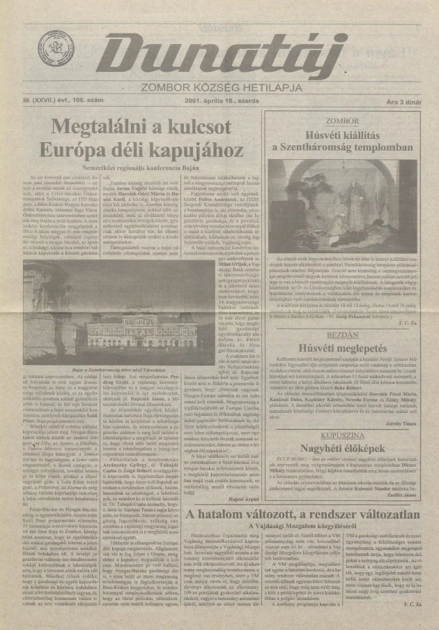 Dunatáj, 3. évf. 2001. április 18. 106. sz.