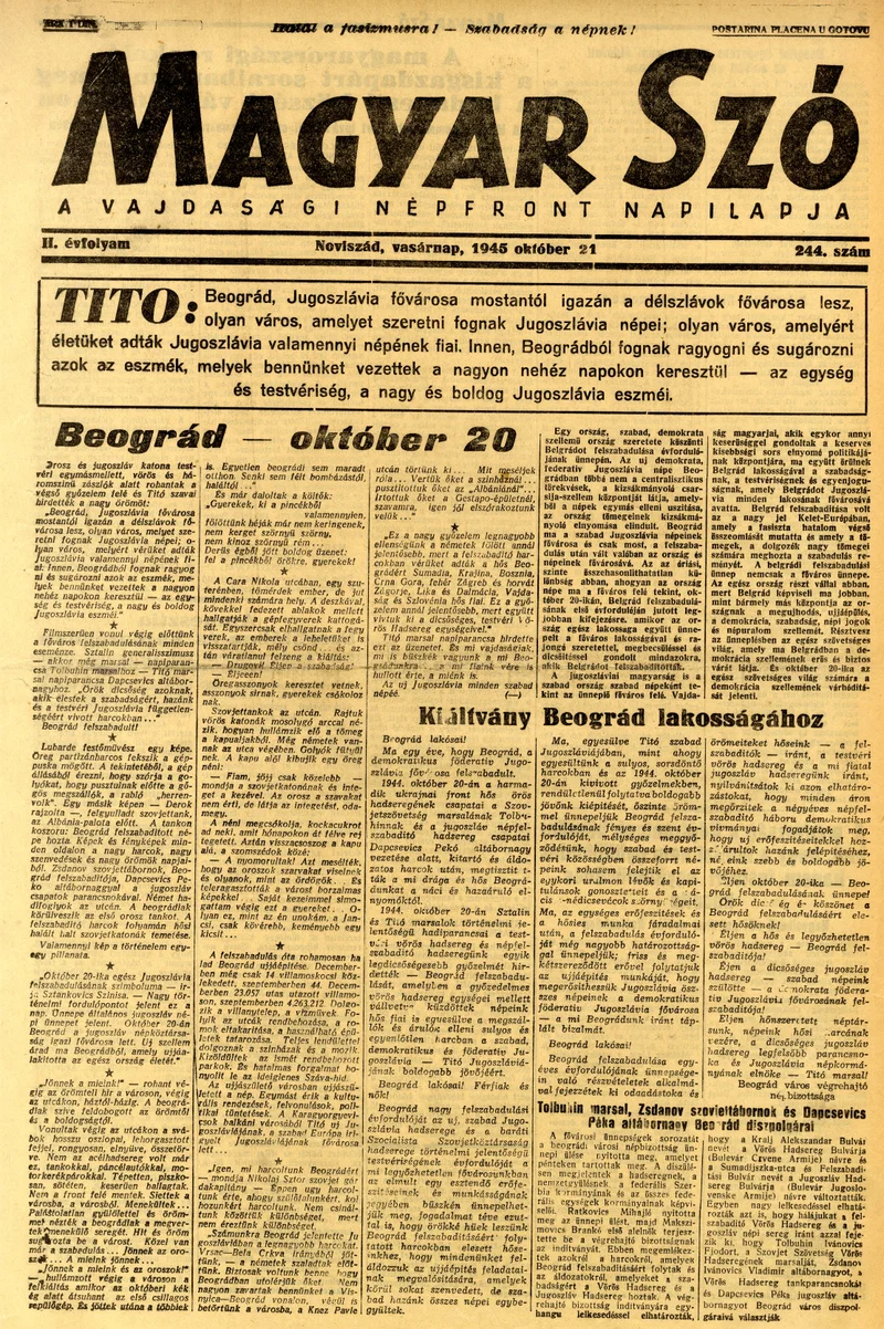Magyar Szó, 2. évf. 1945. október 21. 244. sz. 1–8. oldal