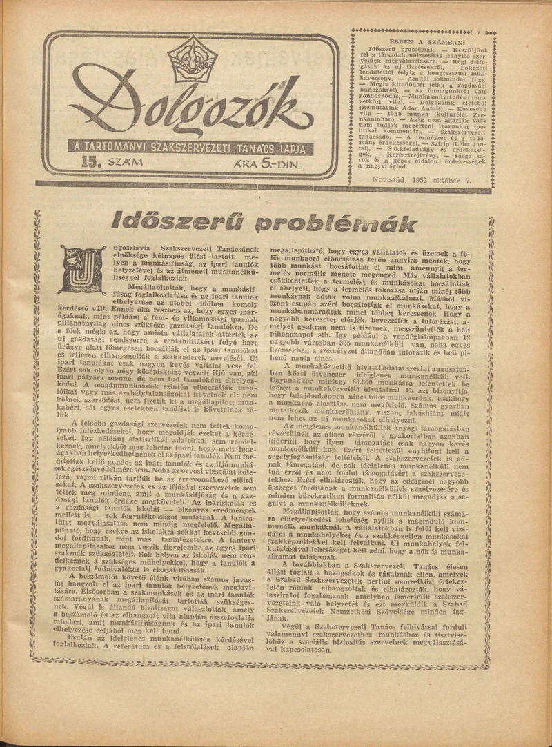 Dolgozók, 6. évf. 1952. október 7. 15. sz.