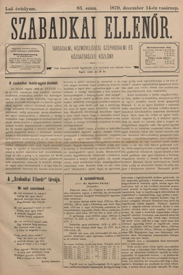 Szabadkai Ellenőr, 1. évf. 1879. december 14. 83. sz.