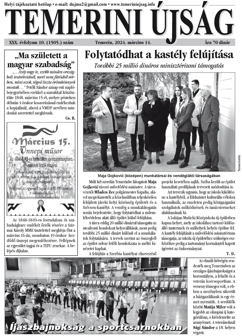 Temerini Újság, 30. évf. 2024. március 14. 10. sz.