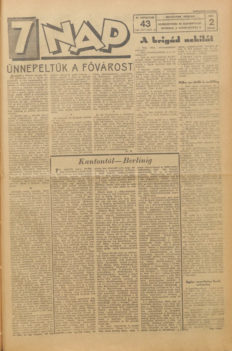 7 Nap, 4. évf. 1949. október 26. 43. sz. 1–4. oldal