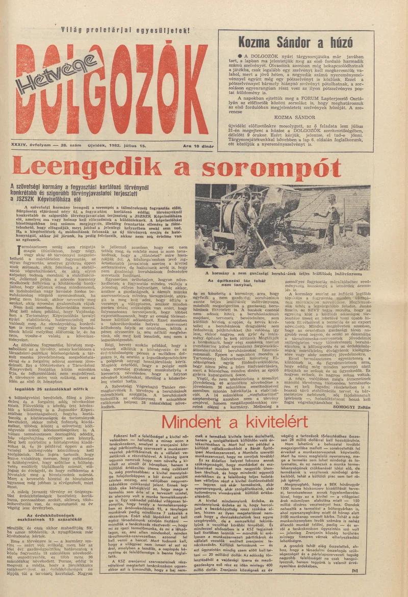 Dolgozók, 36. évf. 1982. július 15. 28. sz.