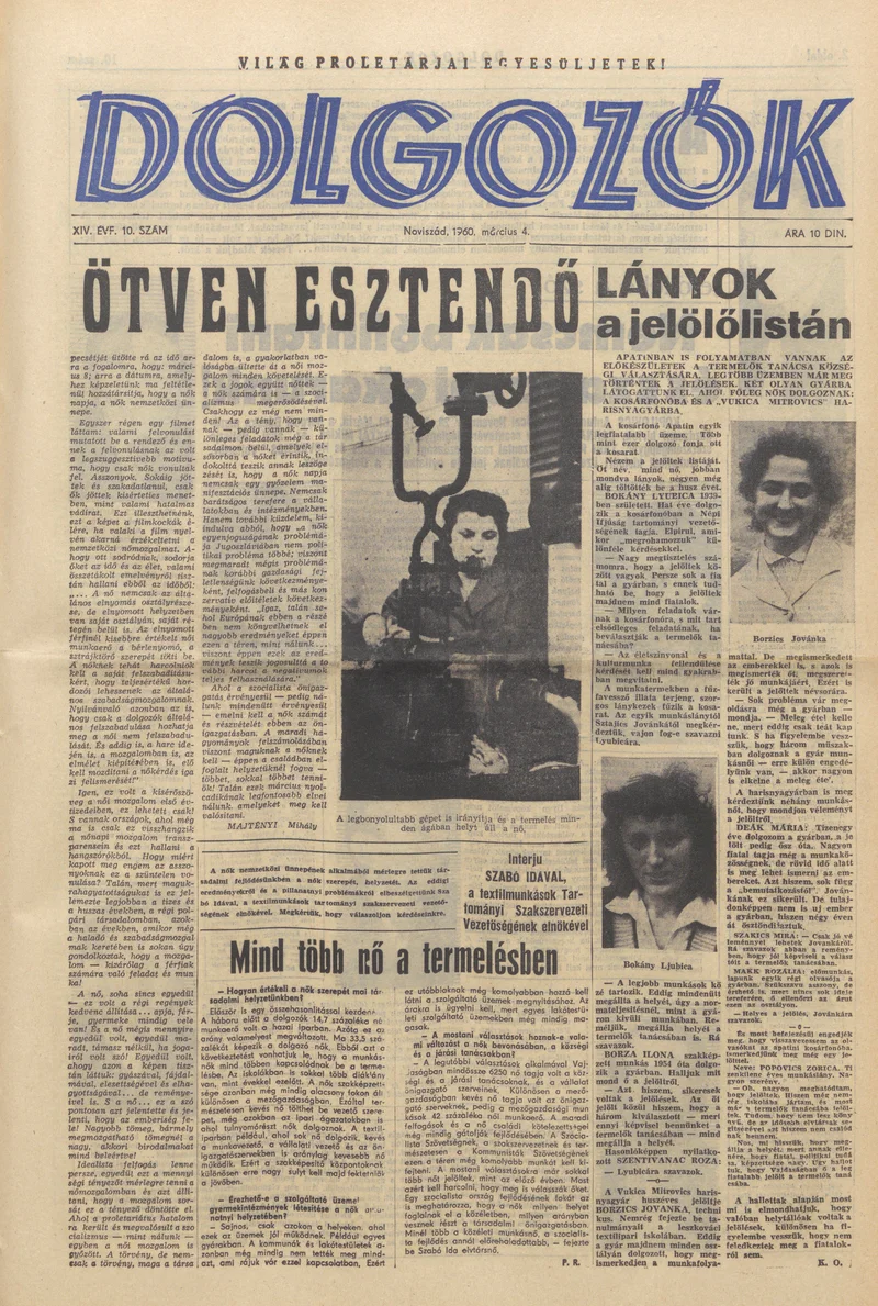 Dolgozók, 14. évf. 1960. március 4. 10. sz.