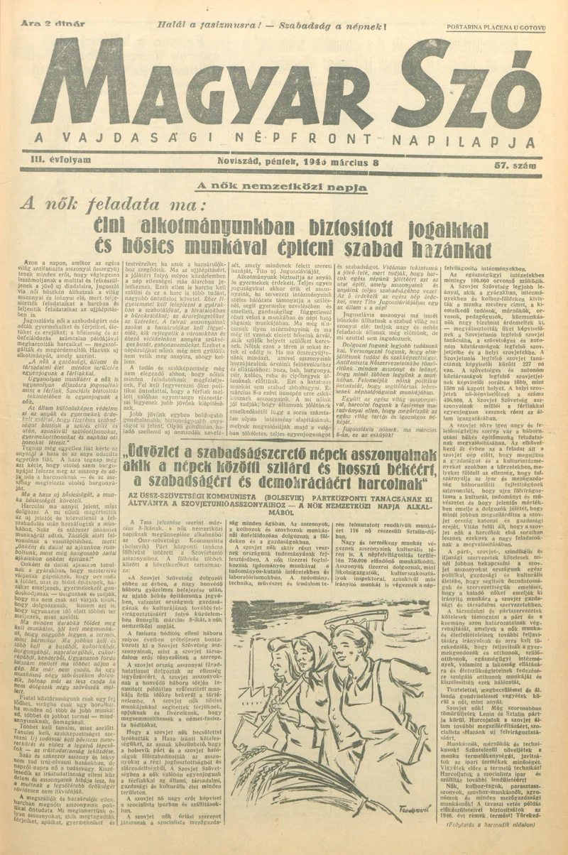 Magyar Szó, 3. évf. 1946. március 8. 57. sz. 1–6. oldal