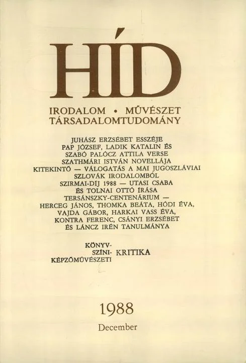 Híd, 52. évf. 1988. december. 12. sz. 2253–2388. oldal