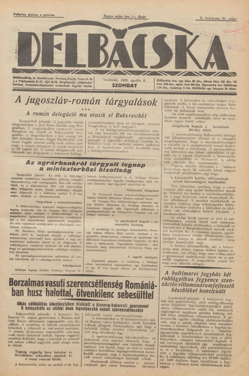 Délbácska, 10. évf. 1929. április 6. 81. sz.
