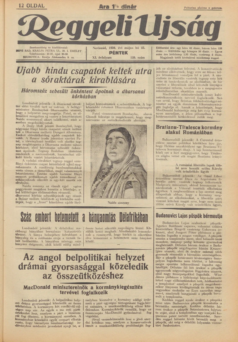 Reggeli Újság, 11. évf. 1930. május 23. 120. sz.