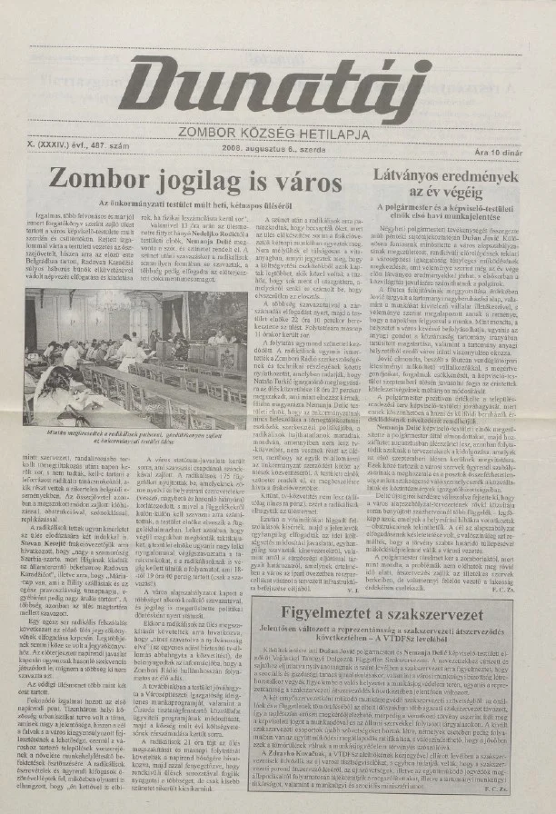 Dunatáj, 10. évf. 2008. augusztus 6. 487. sz.