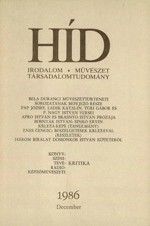 Híd, 50. évf. 1986. december. 12. sz. 1469–1644. oldal