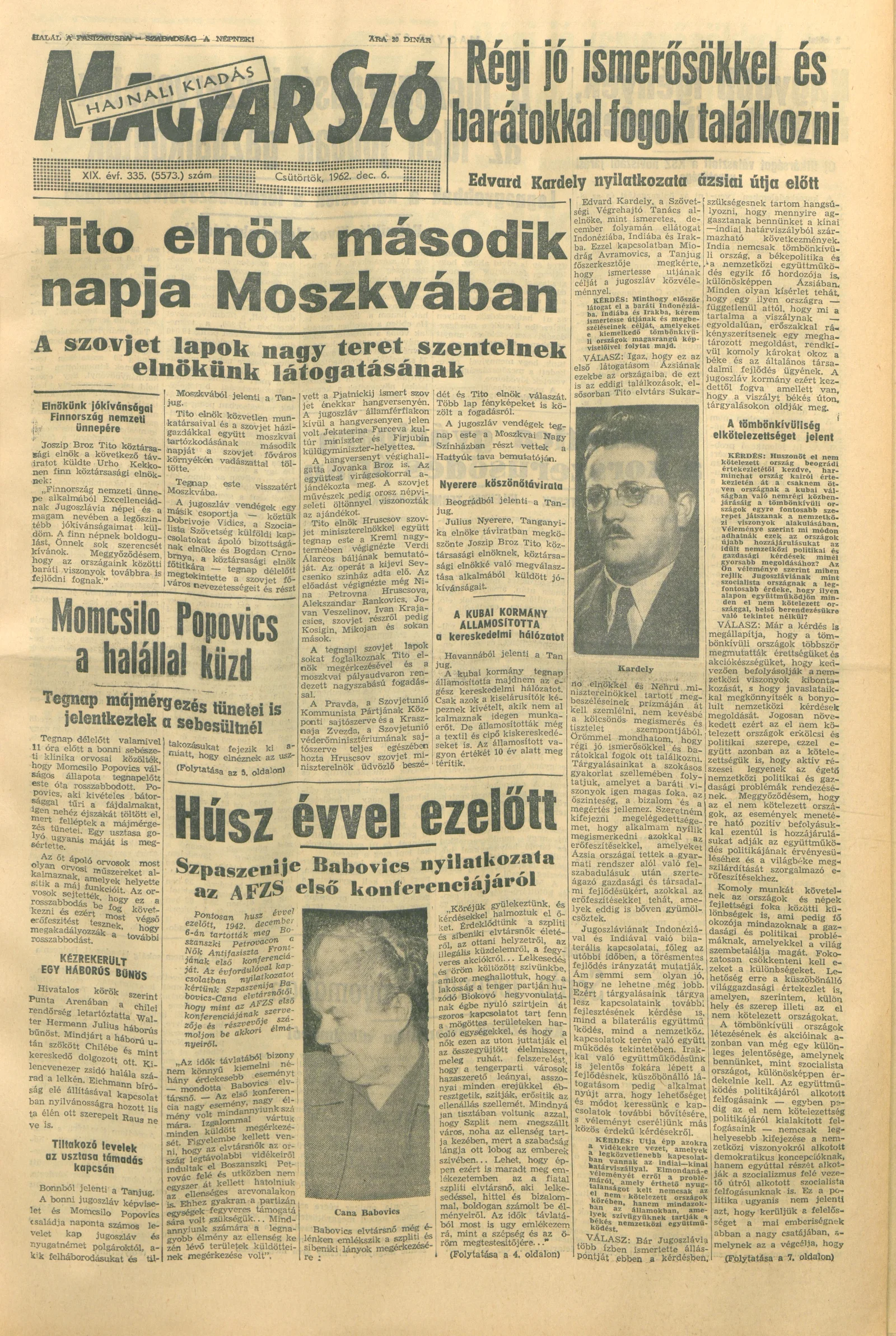 Magyar Szó, 19. évf. 1962. december 6. 335. sz. 1–14. oldal