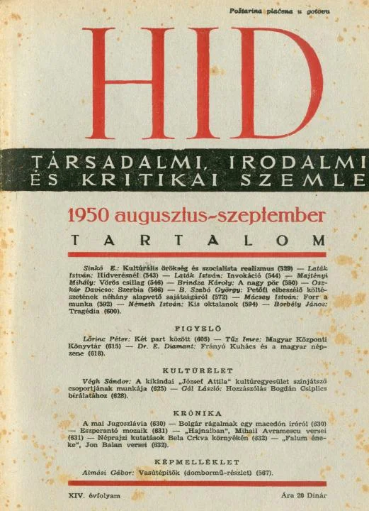 Híd, 14. évf. 1950. augusztus – szeptember. 8–9. sz. 529–632. oldal