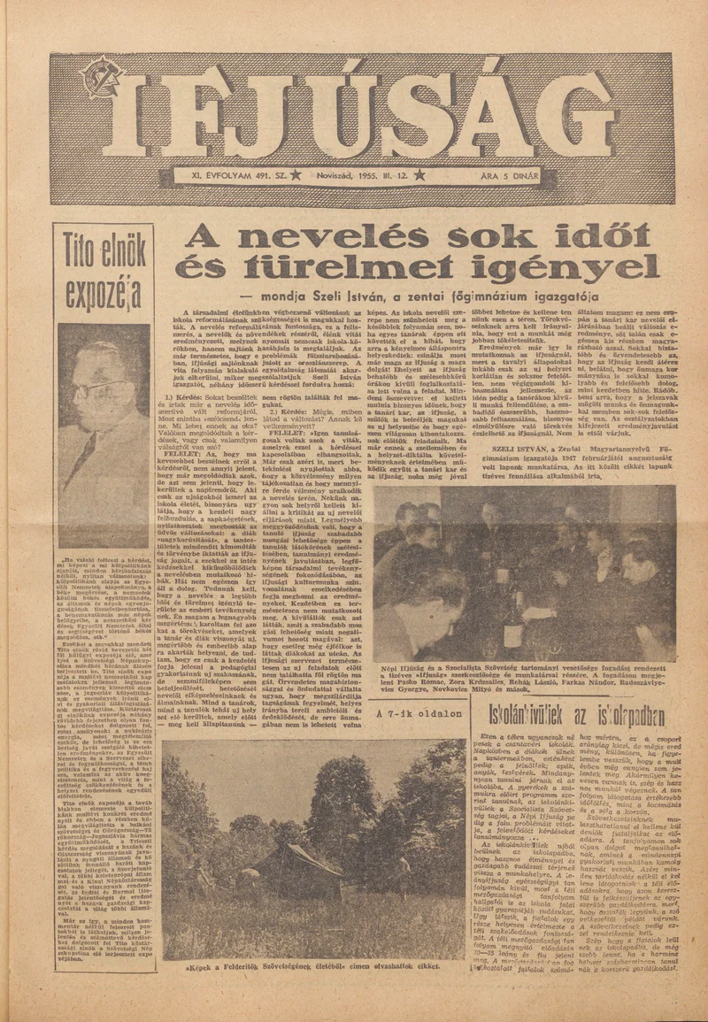 Ifjúság, 11. évf. 1955. március 12. 491. sz.