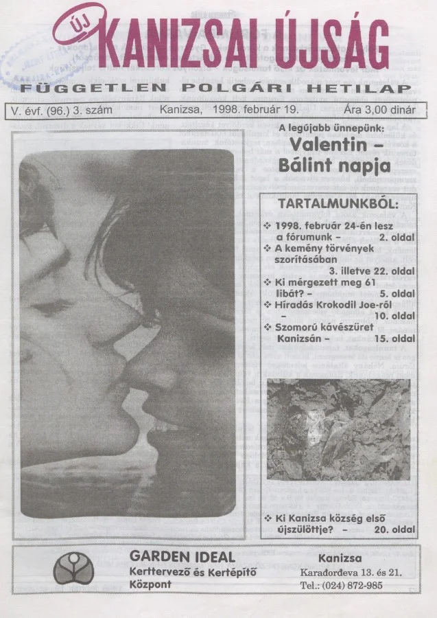 Új Kanizsai Újság, 5. évf. 1998. február 19. 3. sz.