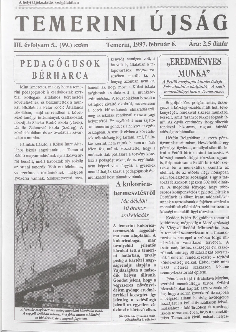 Temerini Újság, 3. évf. 1997. február 6. 5. sz.