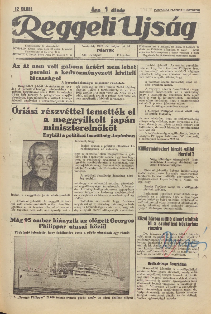 Reggeli Újság, 13. évf. 1932. május 20. 117. sz.