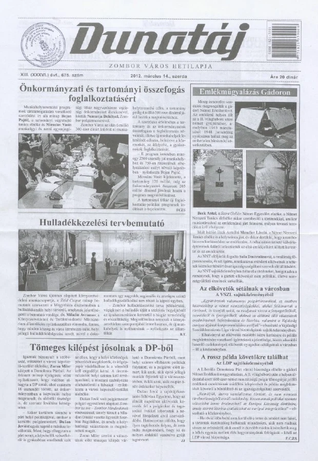 Dunatáj, 14. évf. 2012. március 14. 675. sz.