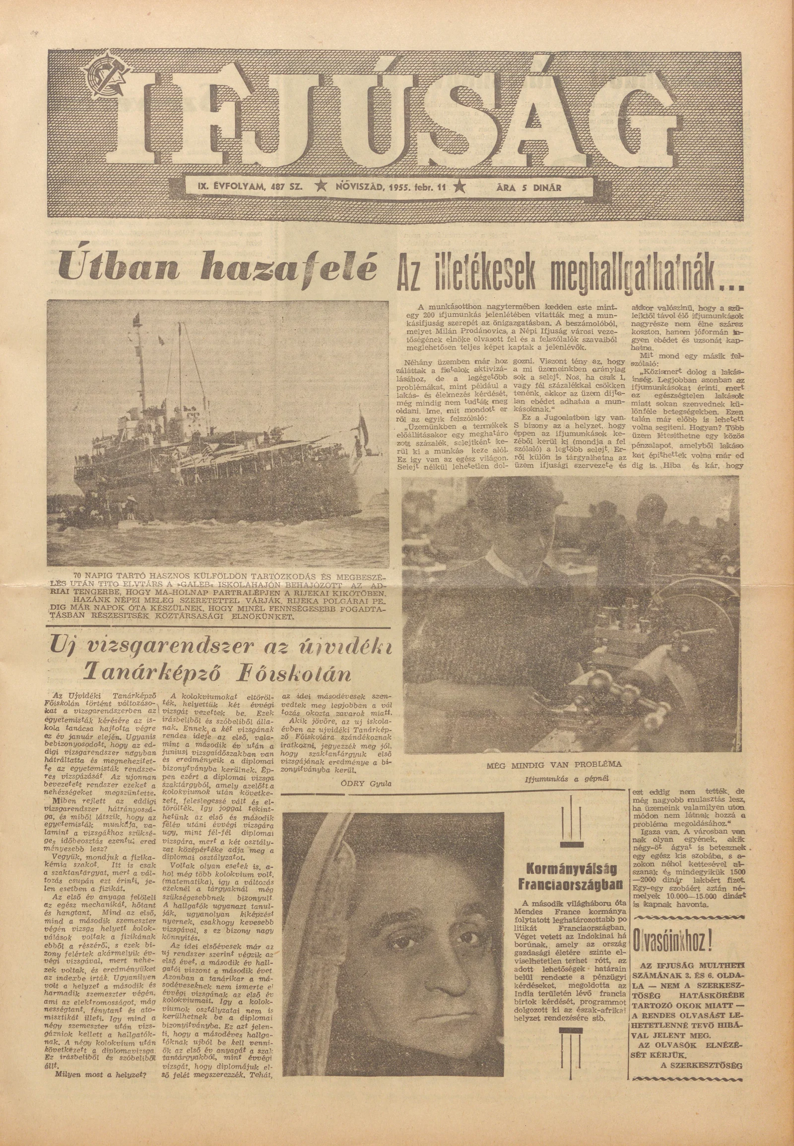 Ifjúság, 11. évf. 1955. február 11. 487. sz.