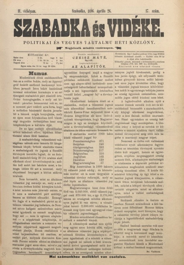 Szabadka és vidéke II, 4. évf. 1896. április 26. 17. sz.