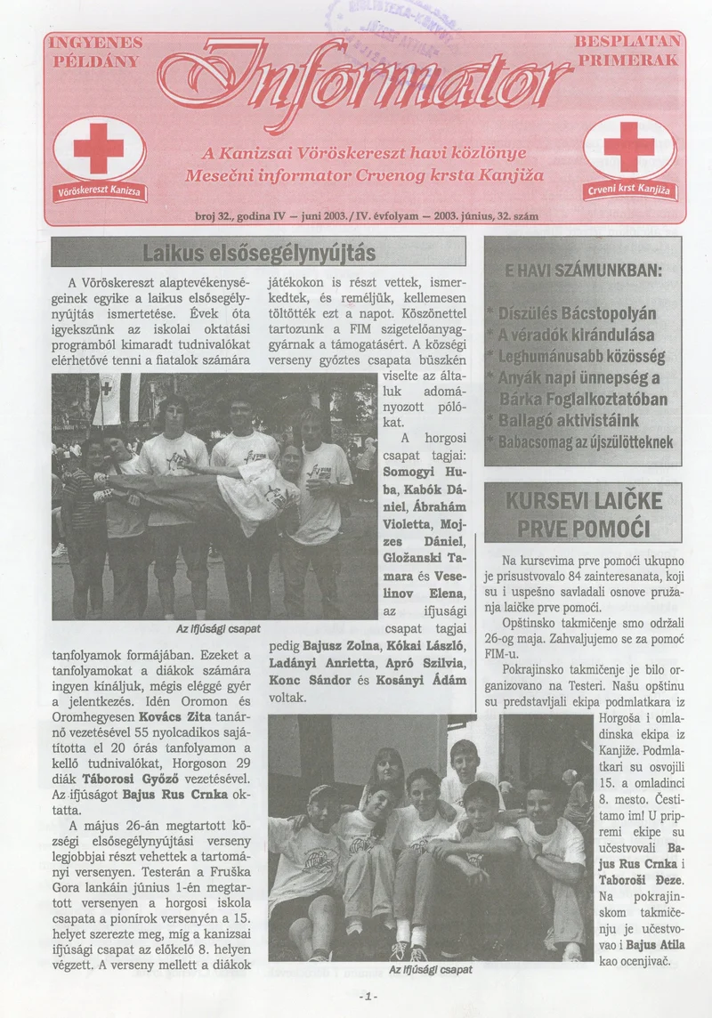 Informator, 4. évf. 2003. június 1. 32. sz.