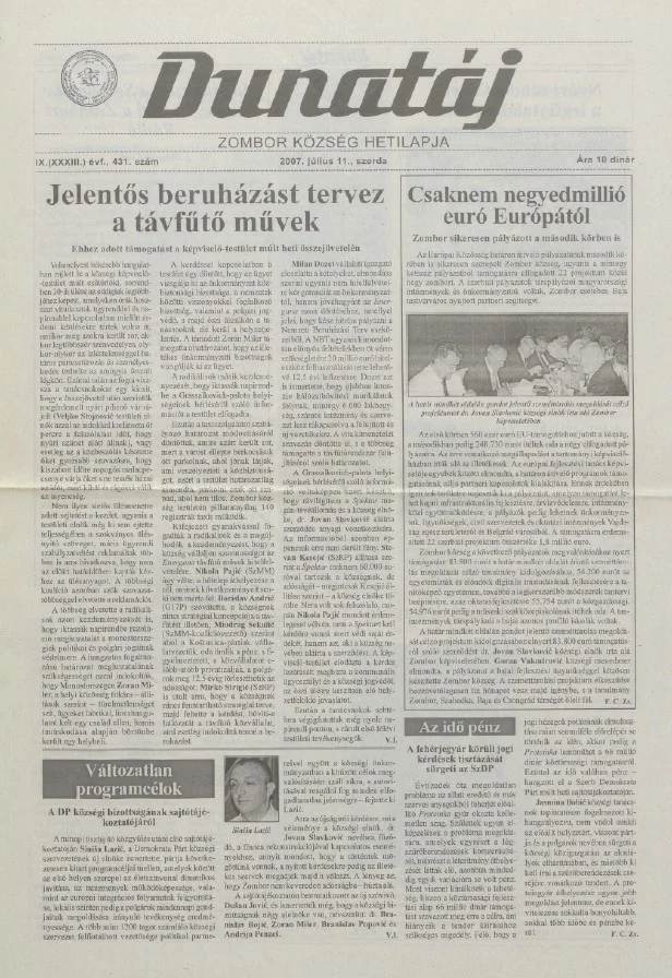 Dunatáj, 9. évf. 2007. július 11. 431. sz.