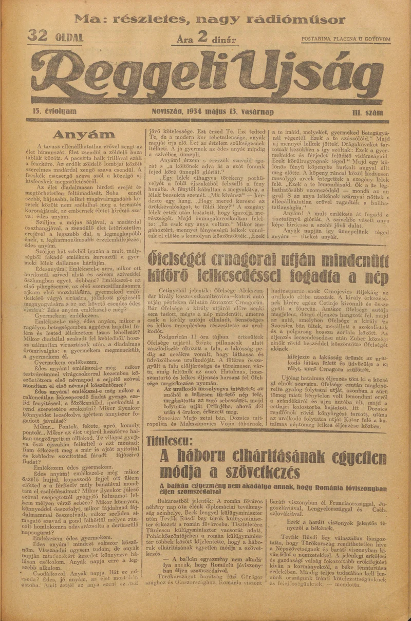 Reggeli Újság, 15. évf. 1932. május 13. 111. sz.