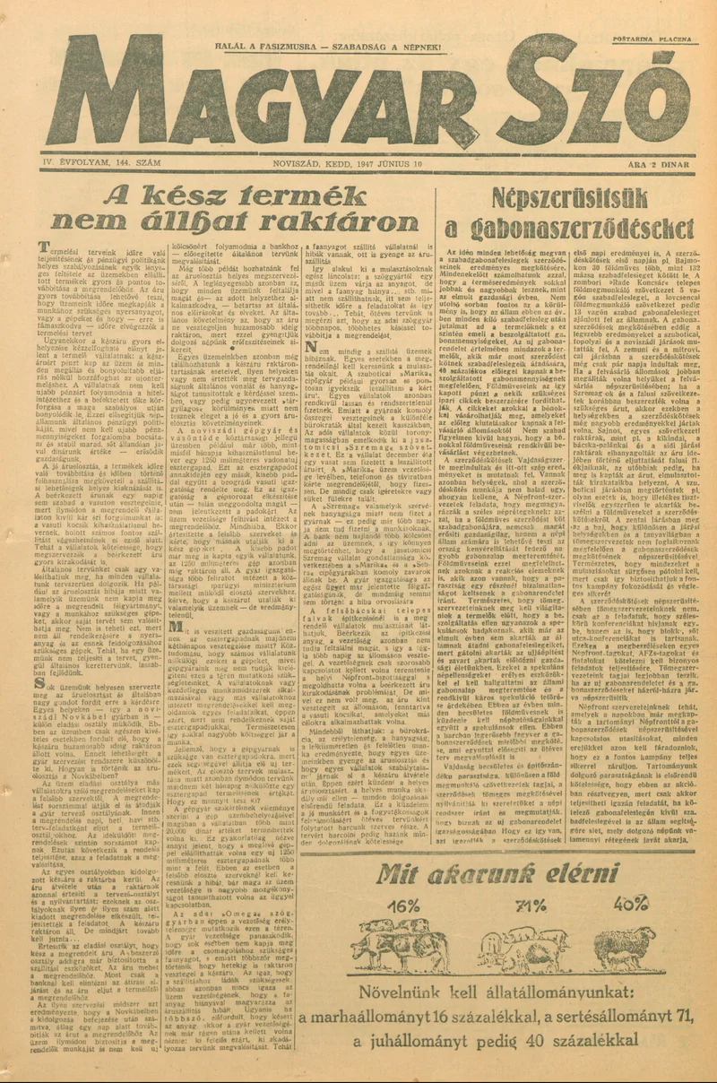 Magyar Szó, 4. évf. 1947. június 10. 144. sz. 1–6. oldal