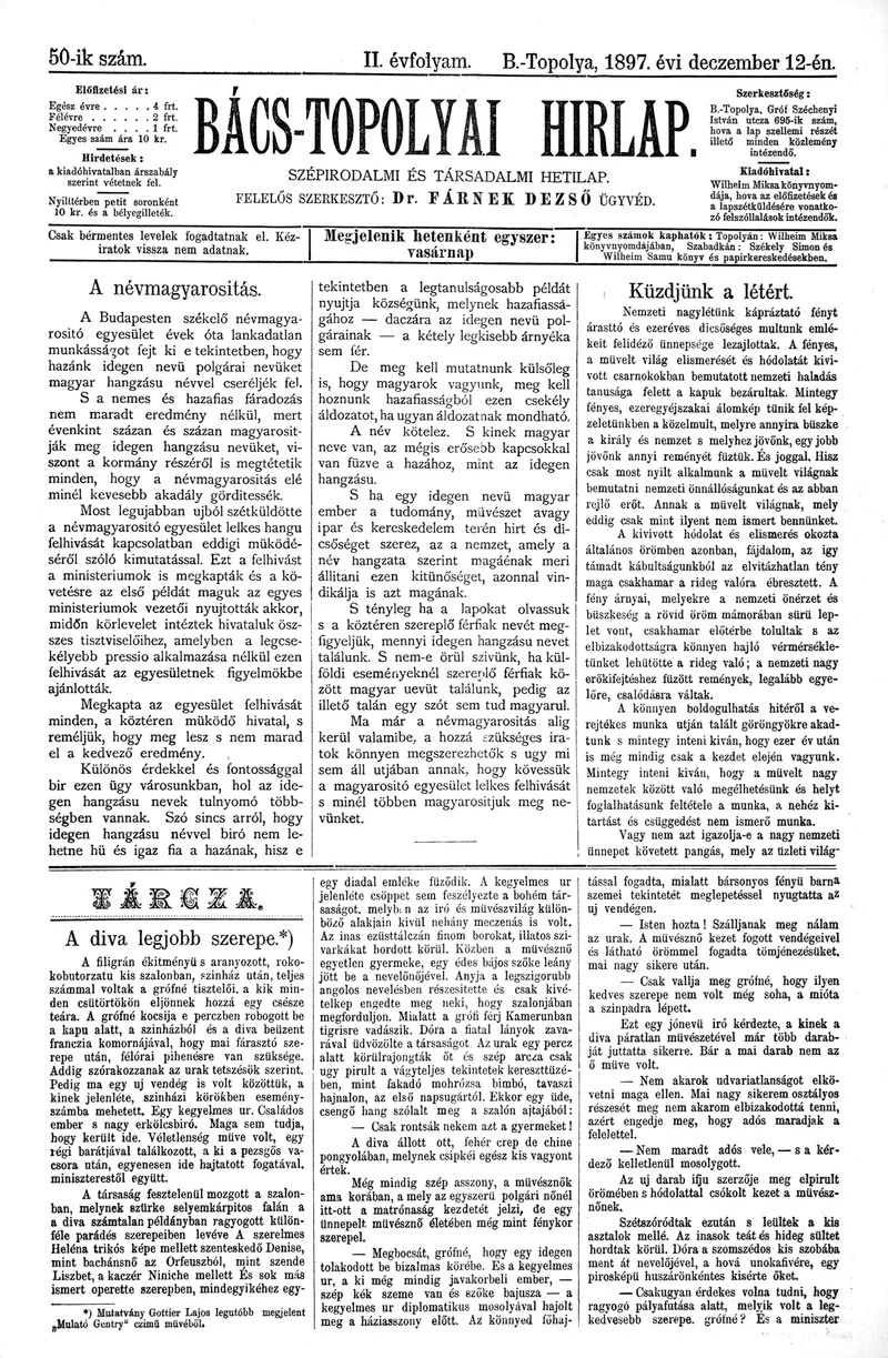 Bács-Topolyai Hirlap, 2. évf. 1897. december 12. 50. sz.
