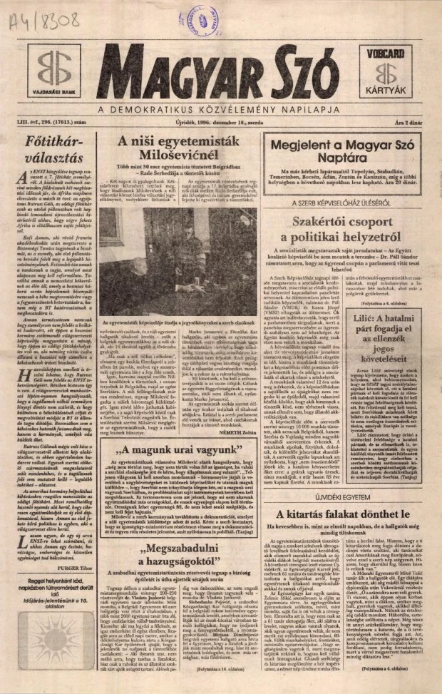 Magyar Szó, 53. évf. 1996. december 18. 296. sz. 1–16. oldal