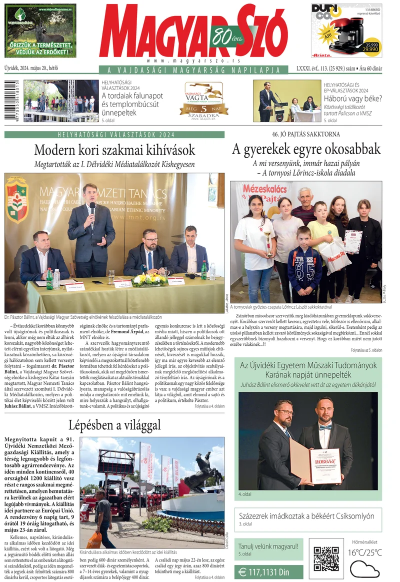 Magyar Szó, 81. évf. 2024. május 20. 113. sz. 1–16. oldal
