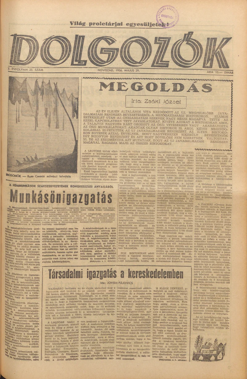 Dolgozók, 10. évf. 1956. május 29. 23. sz.
