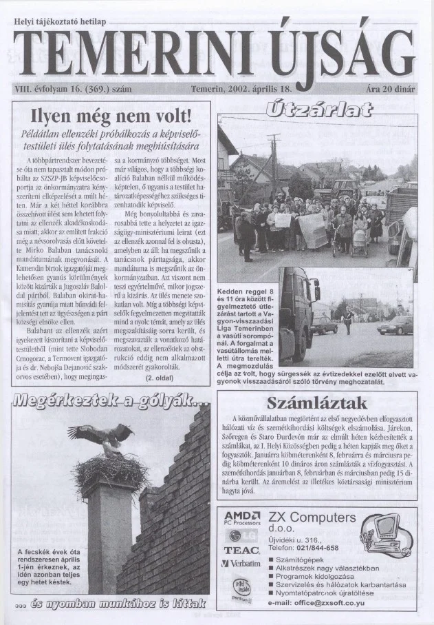 Temerini Újság, 8. évf. 2002. április 18. 16. sz.