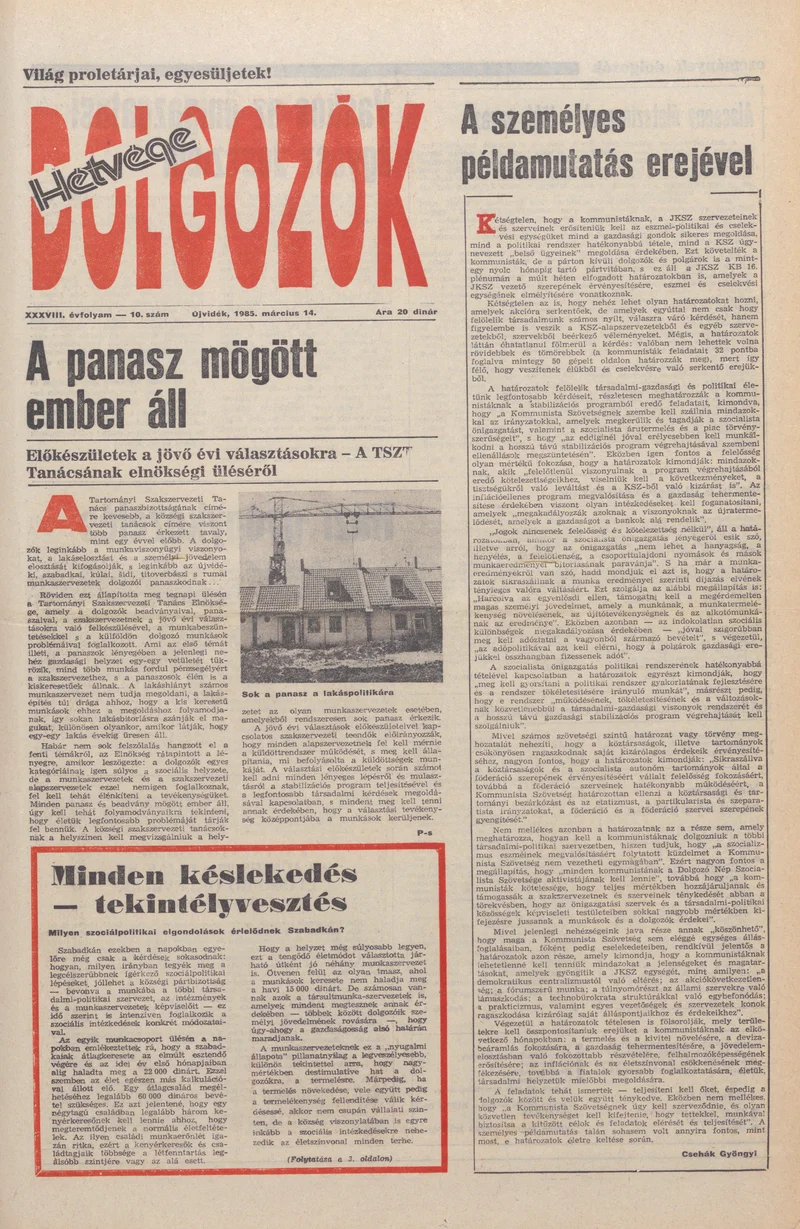 Dolgozók, 39. évf. 1985. március 14. 10. sz.