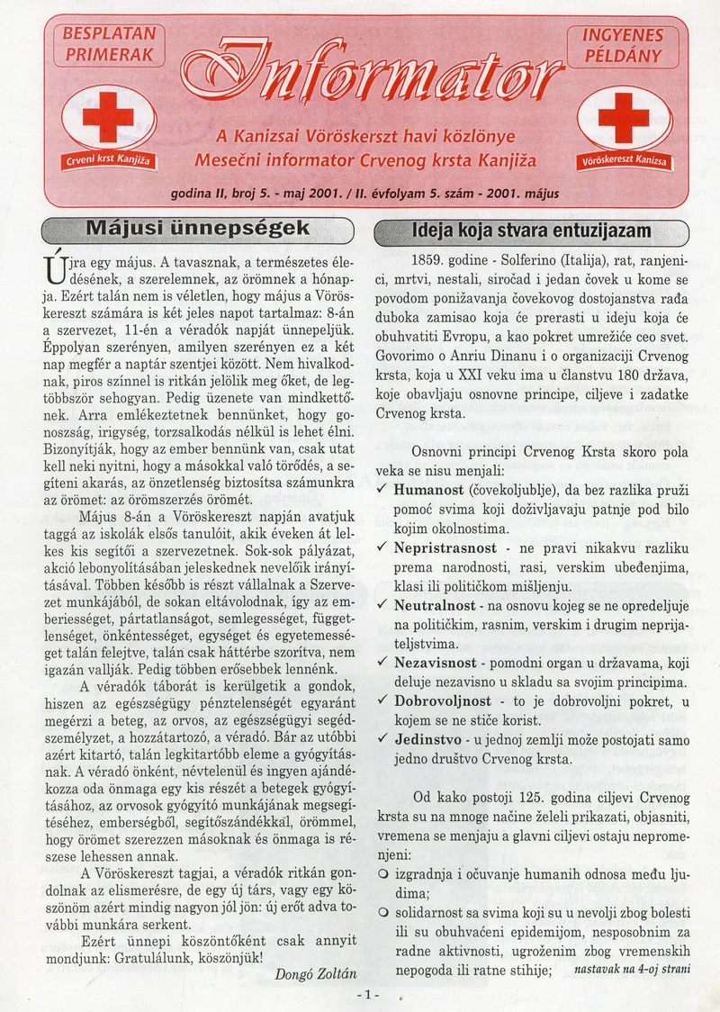 Informator, 2. évf. 2001. május 1. 5. sz.