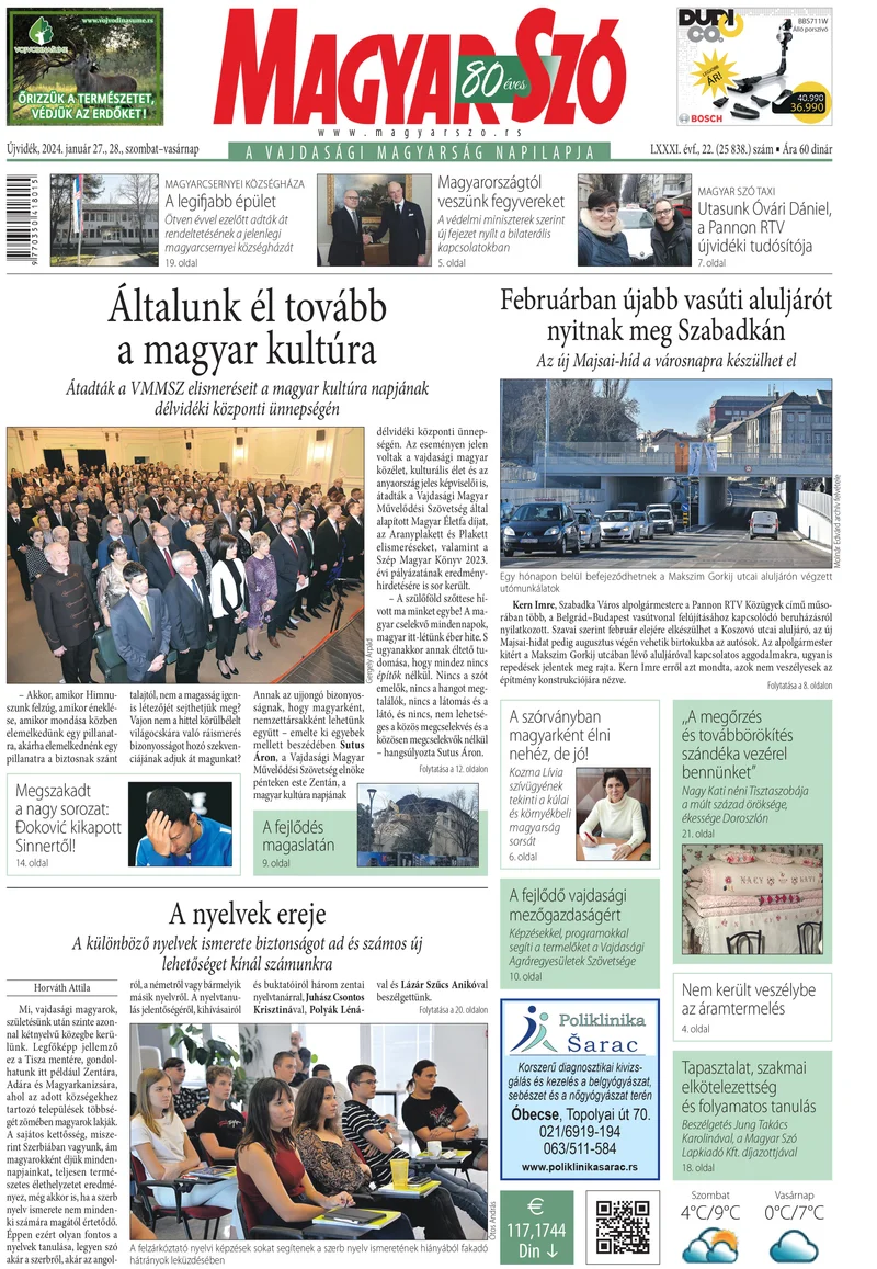 Magyar Szó, 81. évf. 2024. január 27. – 28. 22. sz. 1–32. oldal