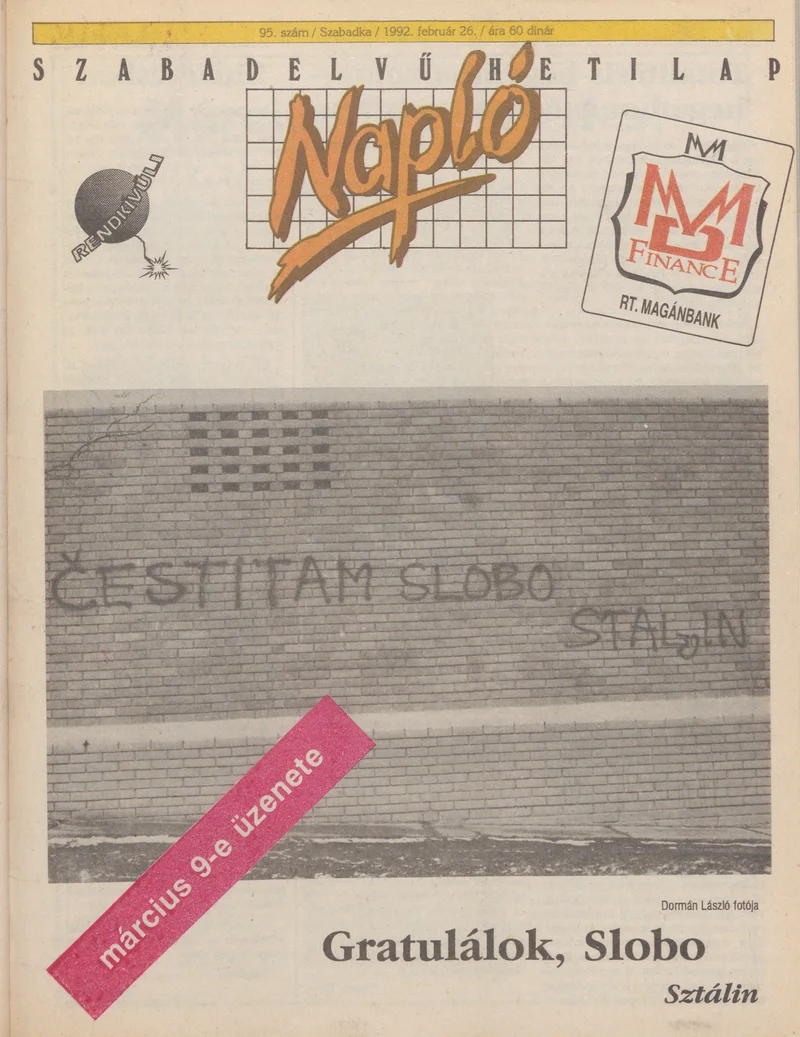 Napló - Szabadelvű hetilap, 3. évf. 1992. február 26. 95. sz.