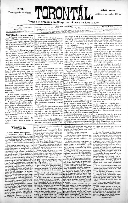 Torontál, 11. évf. 1882. november 30. 48. sz.